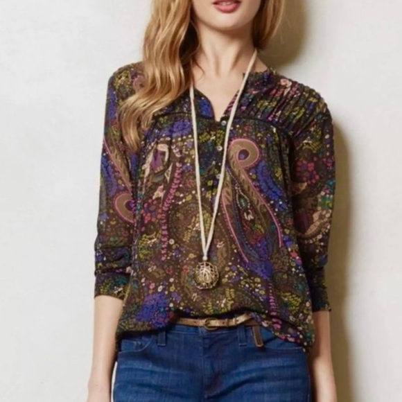 Anthropologie Dolan Peasant Odessa Blouse Paisley‎ - Picture 1 of 9